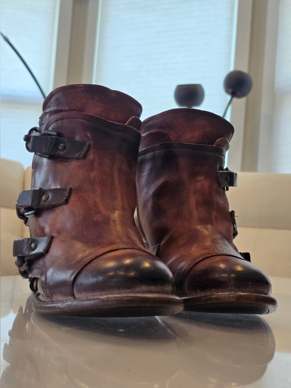Freebird by Steven Circe Distressed Leather Buckle Harness Ankle Boots Size 10